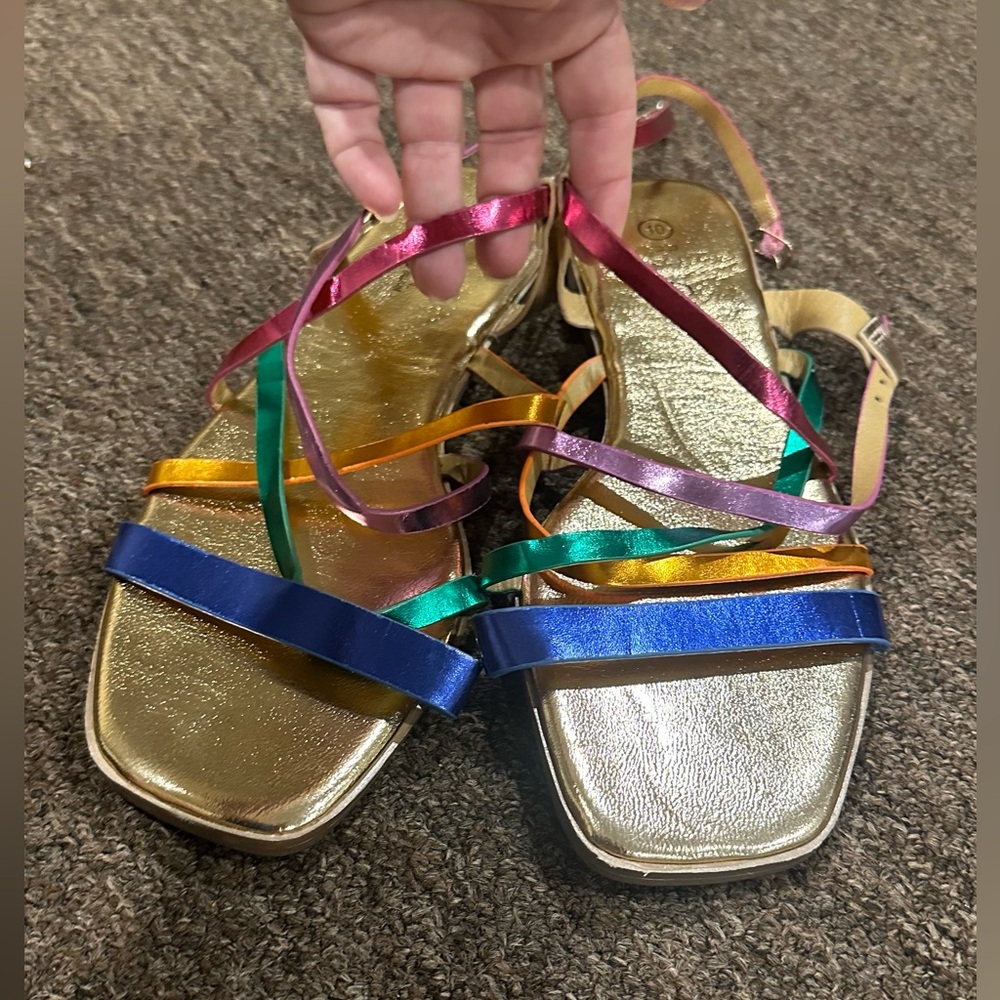 Rouge Sz 10 multicolor sandals open toe shoes EUC!